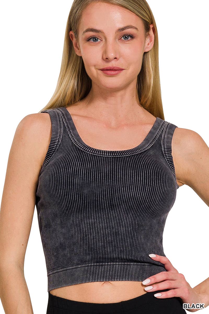 RIBBED SEAMLESS TOP WITH BRA PAD