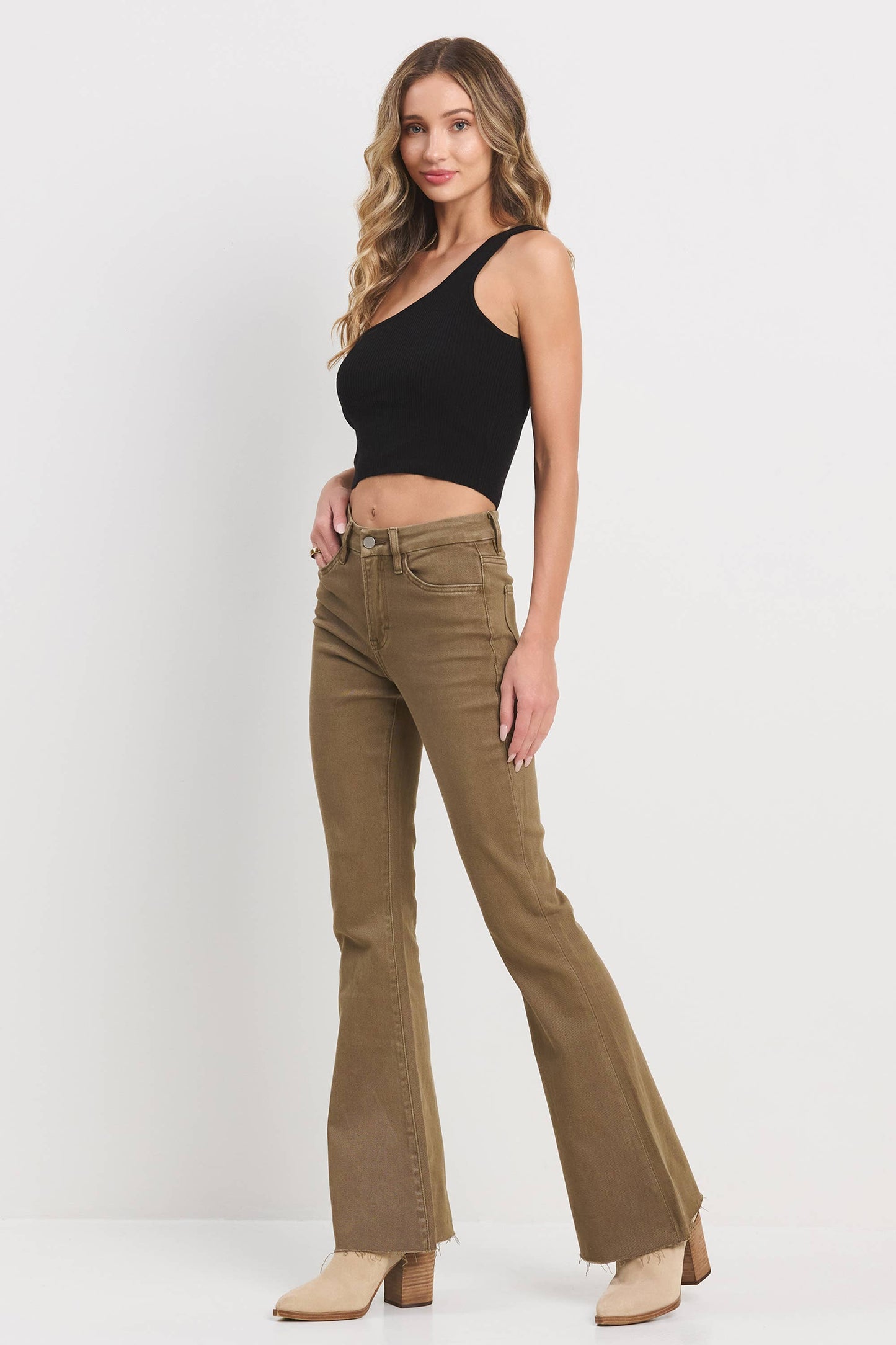 High Rise Army Green Flare