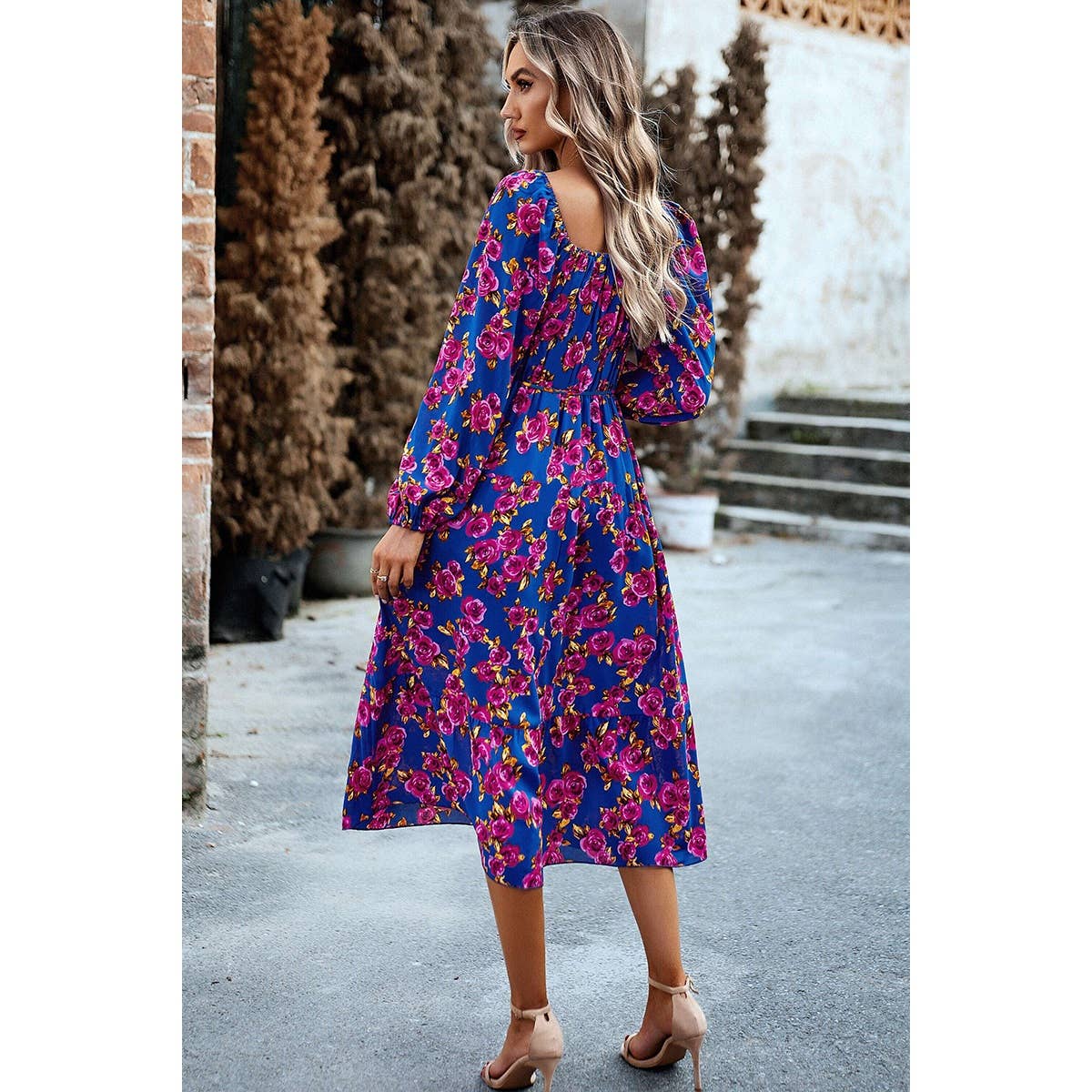 Floral Square NeckDress