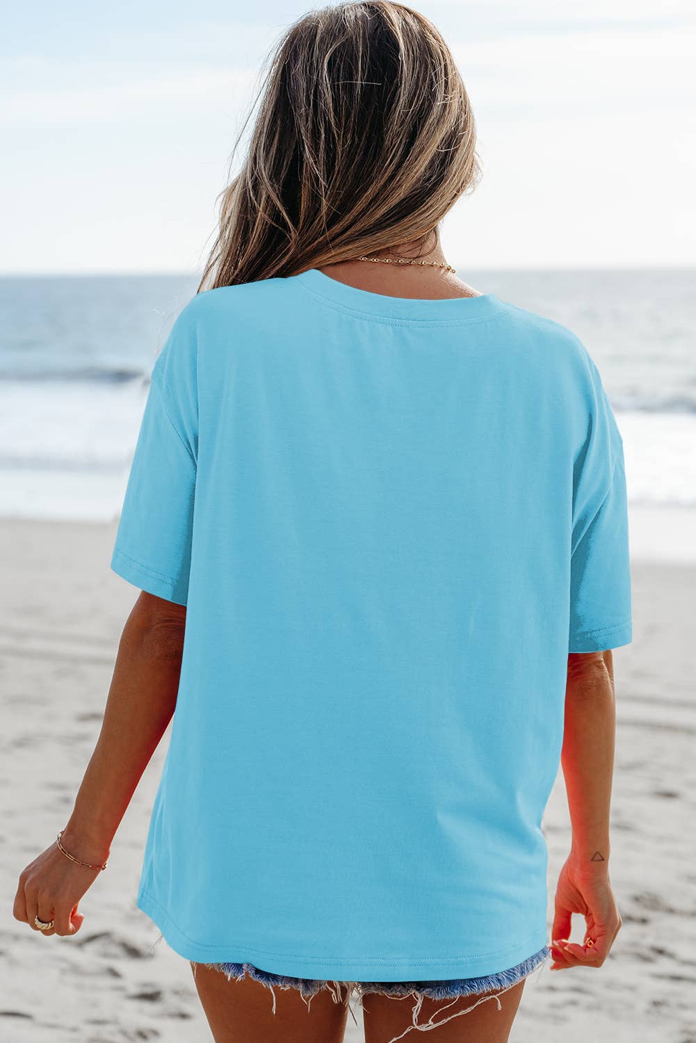 MAMA Graphic Neon T Shirt: Light Blue