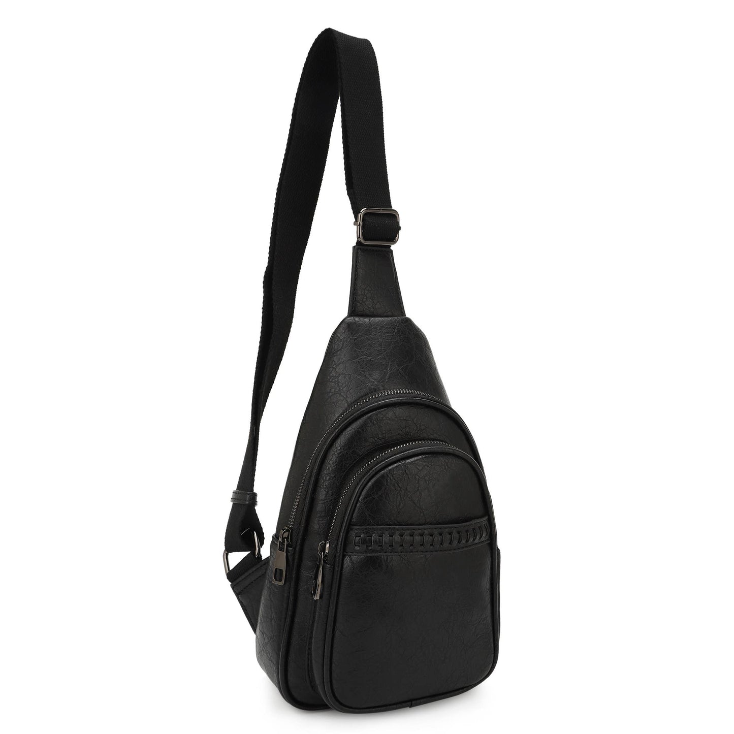 TABITHA DOUBLE COMPARTMENT SLING BACK WITH WEB STRAP: Black