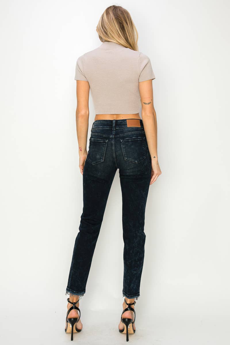 MID RISE CIGARETTE JEANS : DARK