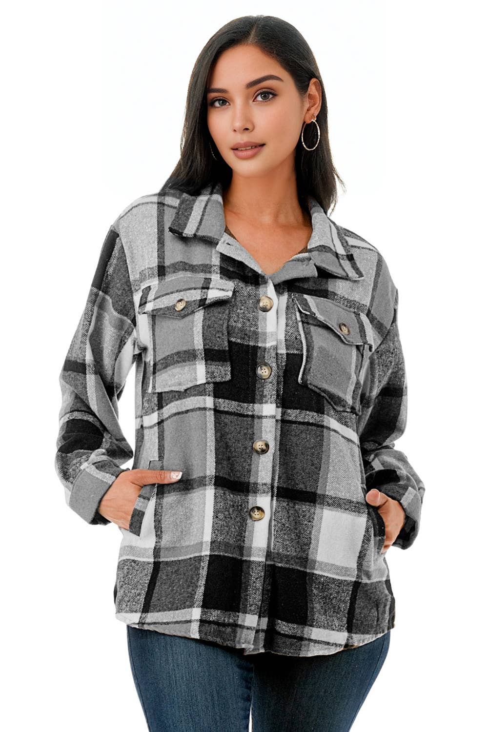 Black Oversized Flannel Shacket