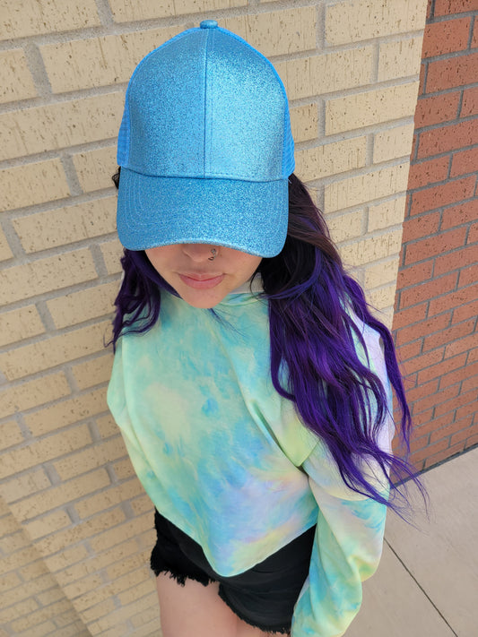 CC Glitter Pony Hat: Light Blue