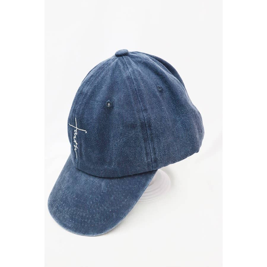 Faith Embroidered Washed Baseball Cap: NAVY / ONE
