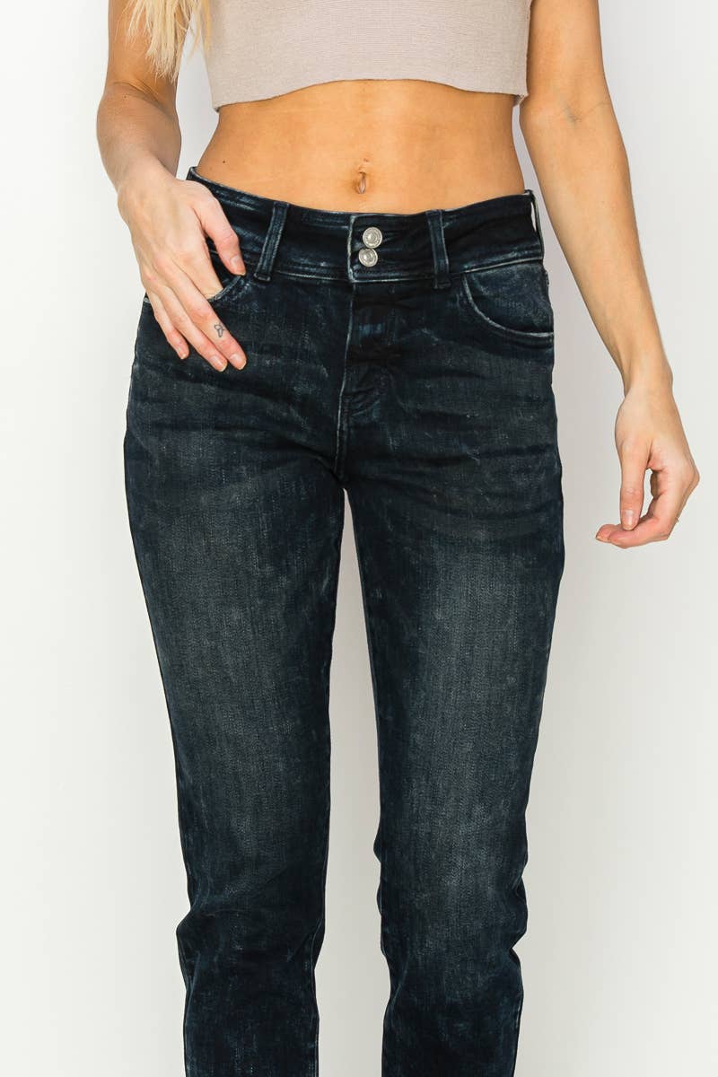 MID RISE CIGARETTE JEANS : DARK