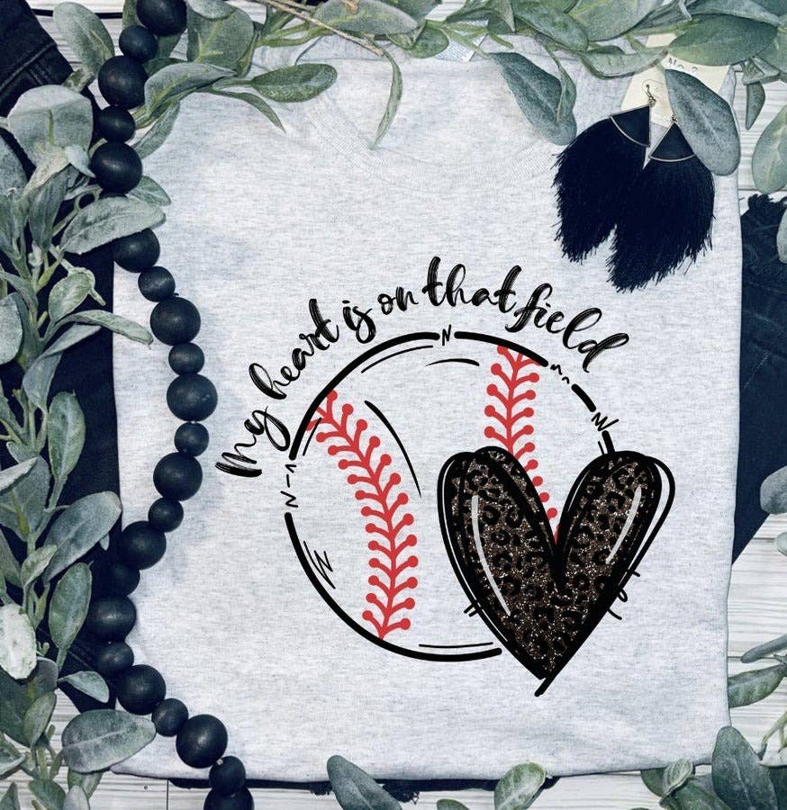 My heart is on that field Baseball Jerzee Ash Grey