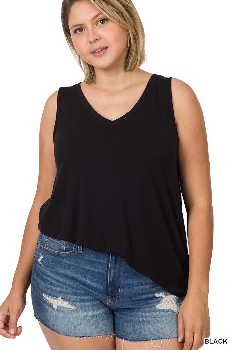 PLUS SIZE V-NECK TANK