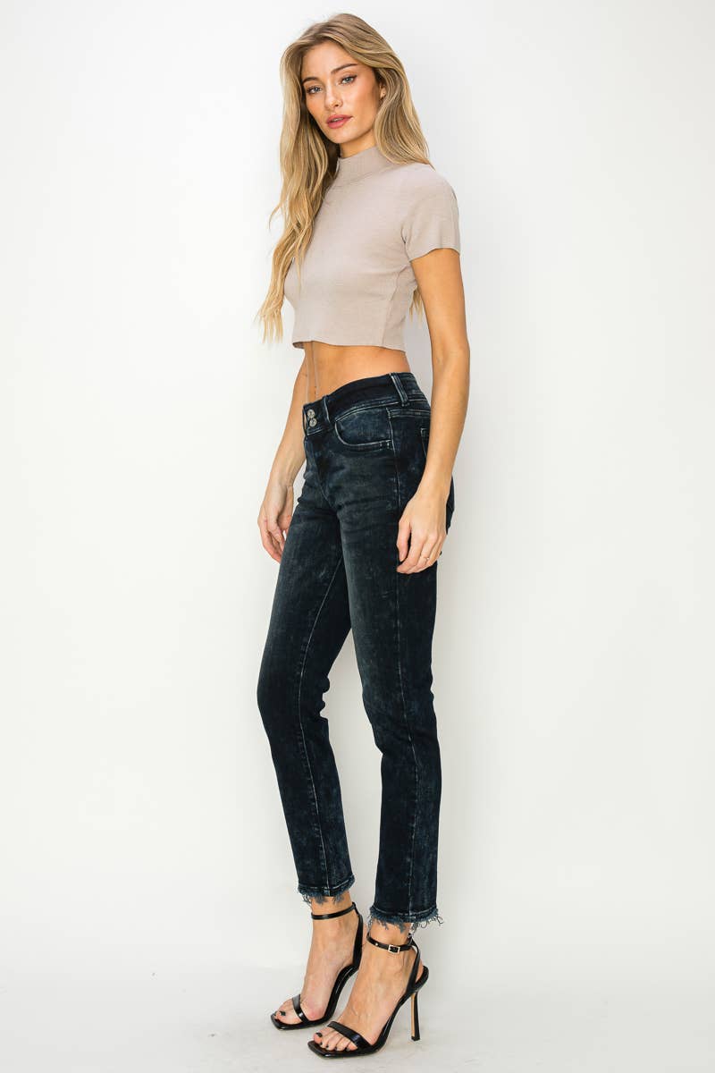 MID RISE CIGARETTE JEANS : DARK