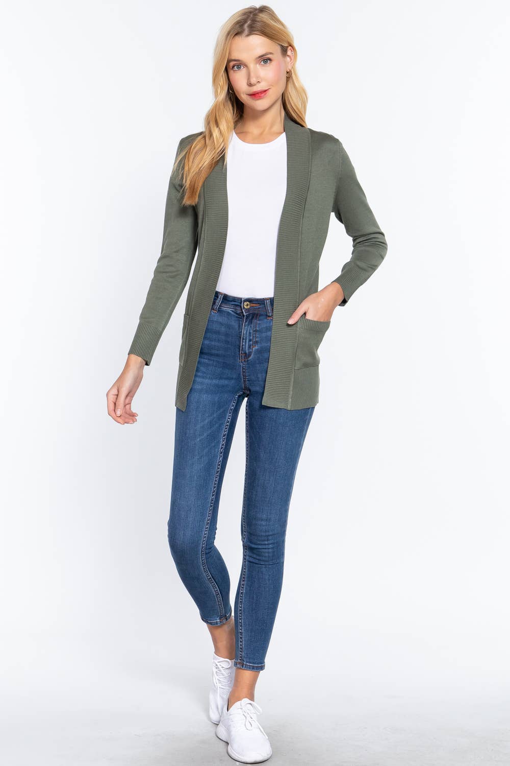 Rib Knit Open Sweater Cardigan