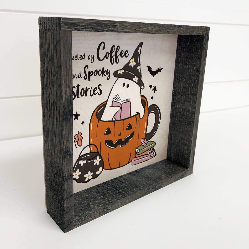 Cute Halloween Sign: 6x6" Mini Canvas Art with Wood Box Frame