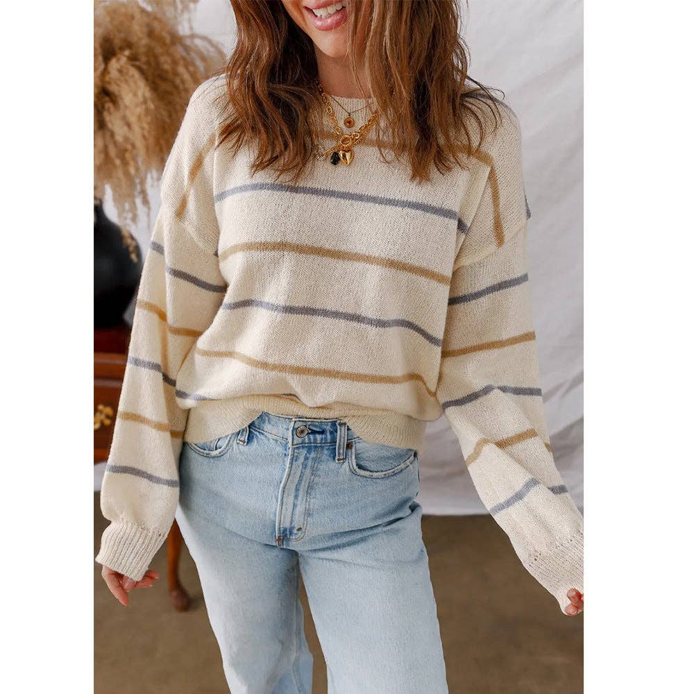 Casual Striped Loose Fit Pullover Sweater