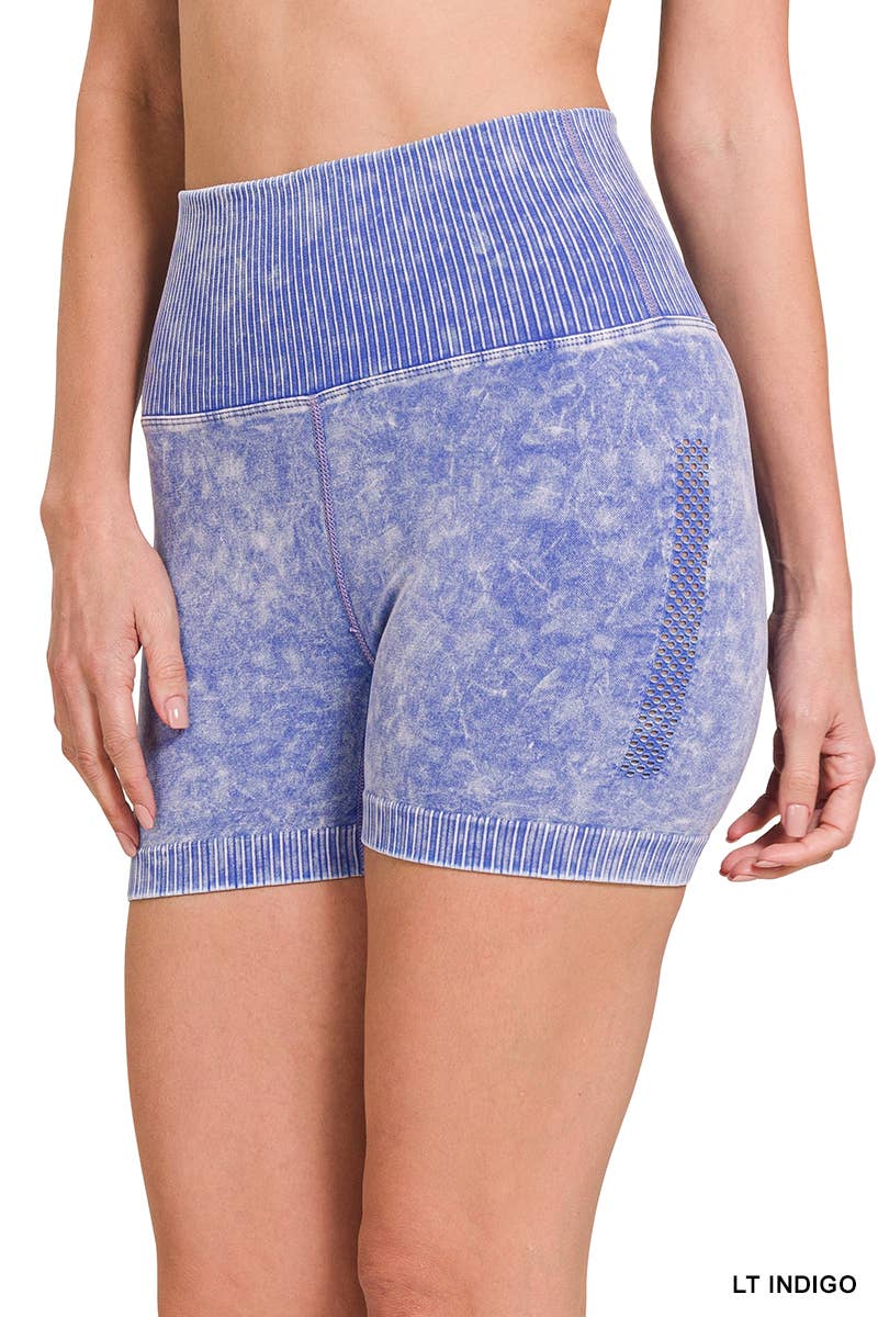 Washed Seamless High Waisted Shorts