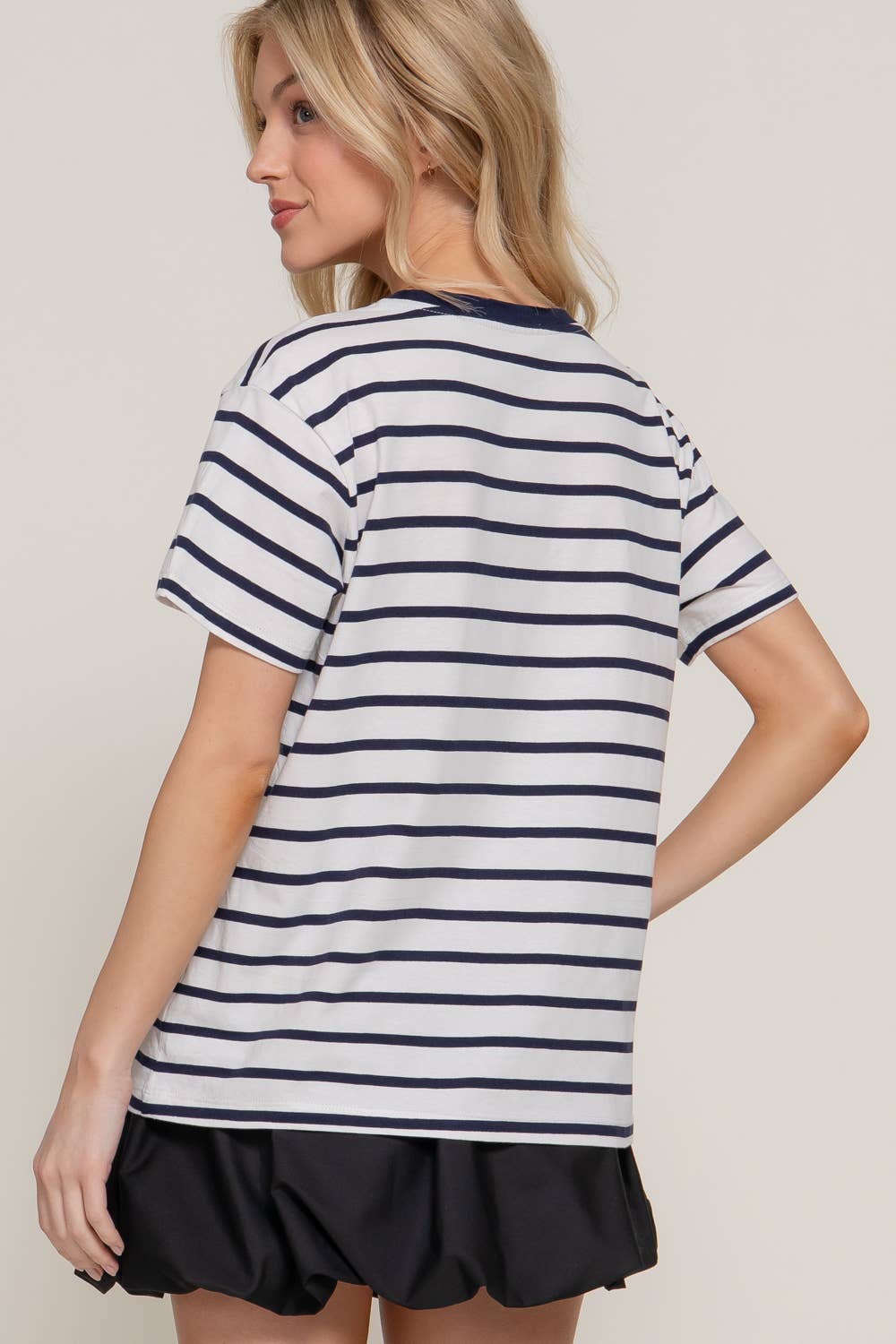 Stripe Oversize T-Shirt: NVY-white