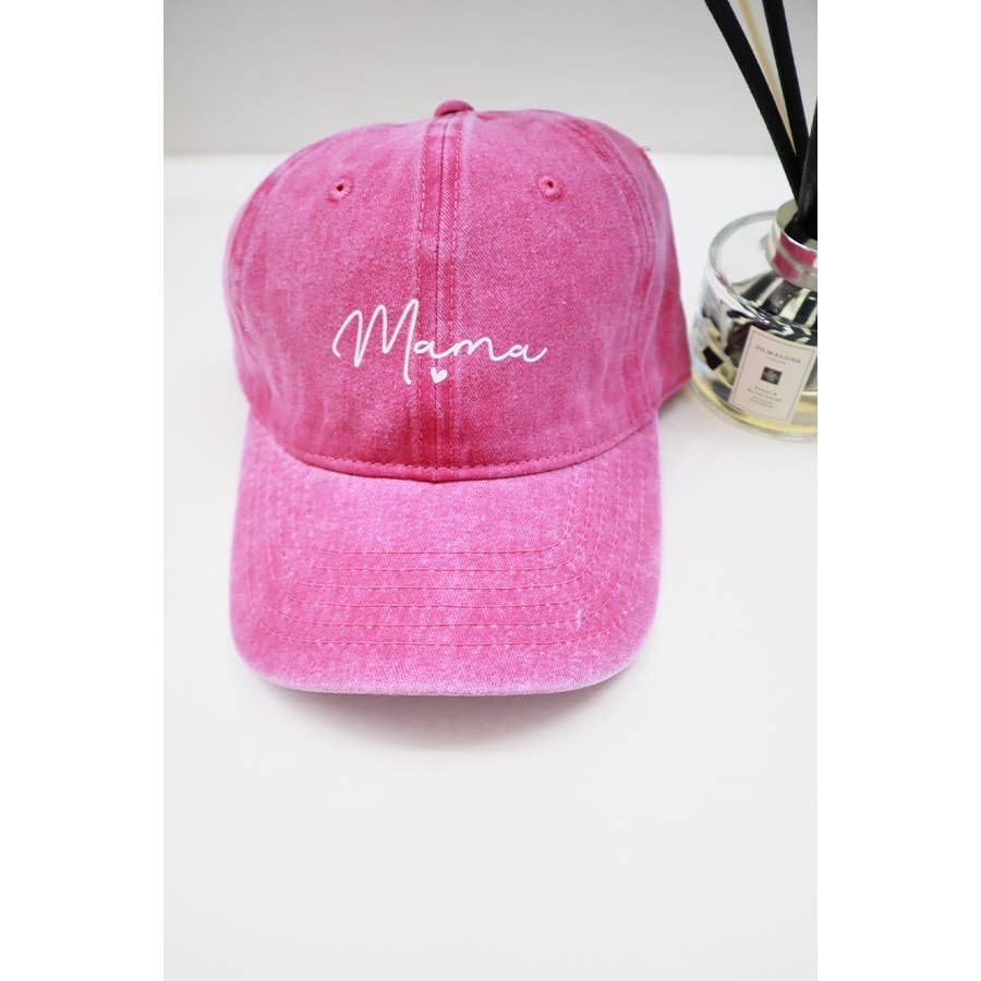 MAMA Printed Acid Washed Baseball Cap: PINK /