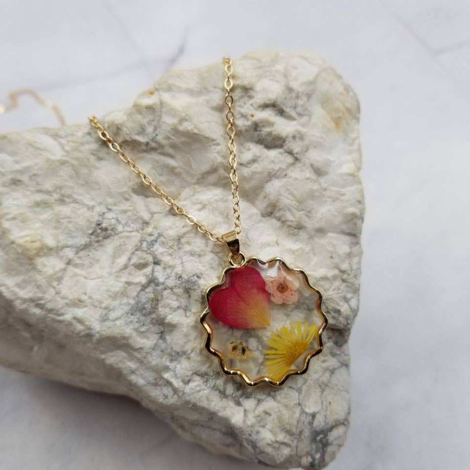 Dried Floral Sunflower Necklace