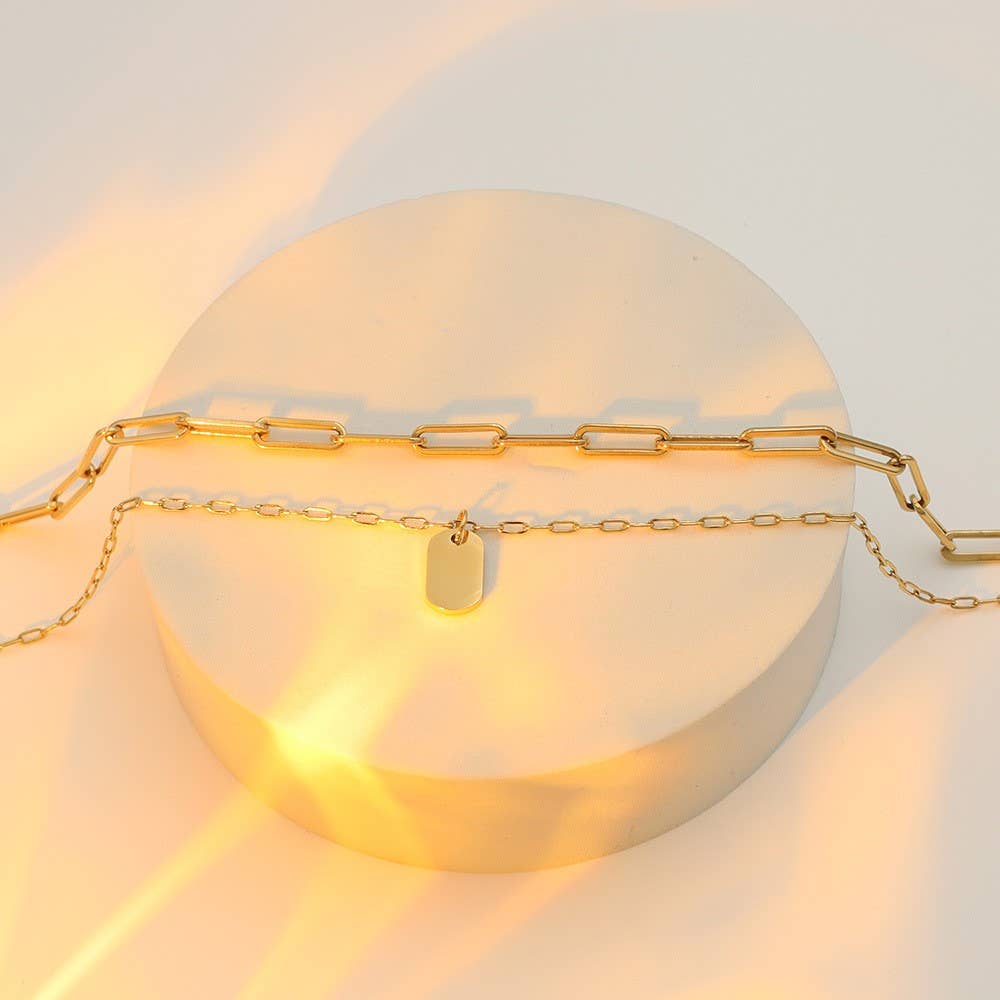 18K STAINLESS STEEL TARNISH FREE LAYERED NECKLACE | 40NK9415: GOLD