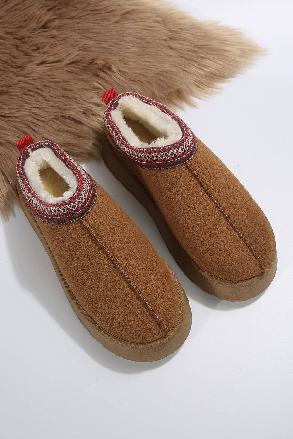 Contrast Print Suede Plush Lined Clog