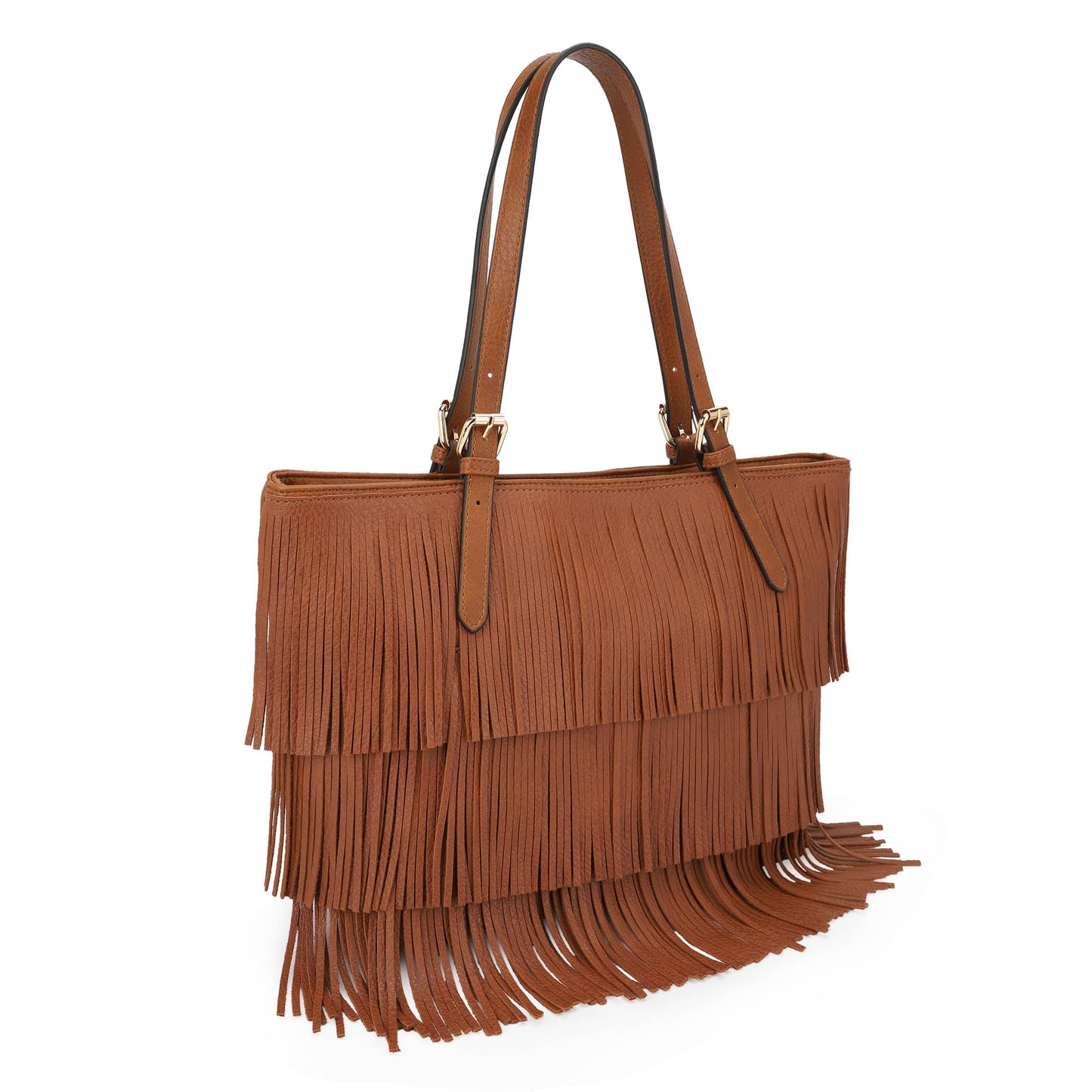 Connie Fringe Tote Bag, Bohemian Western Style Casual Tote: Brown