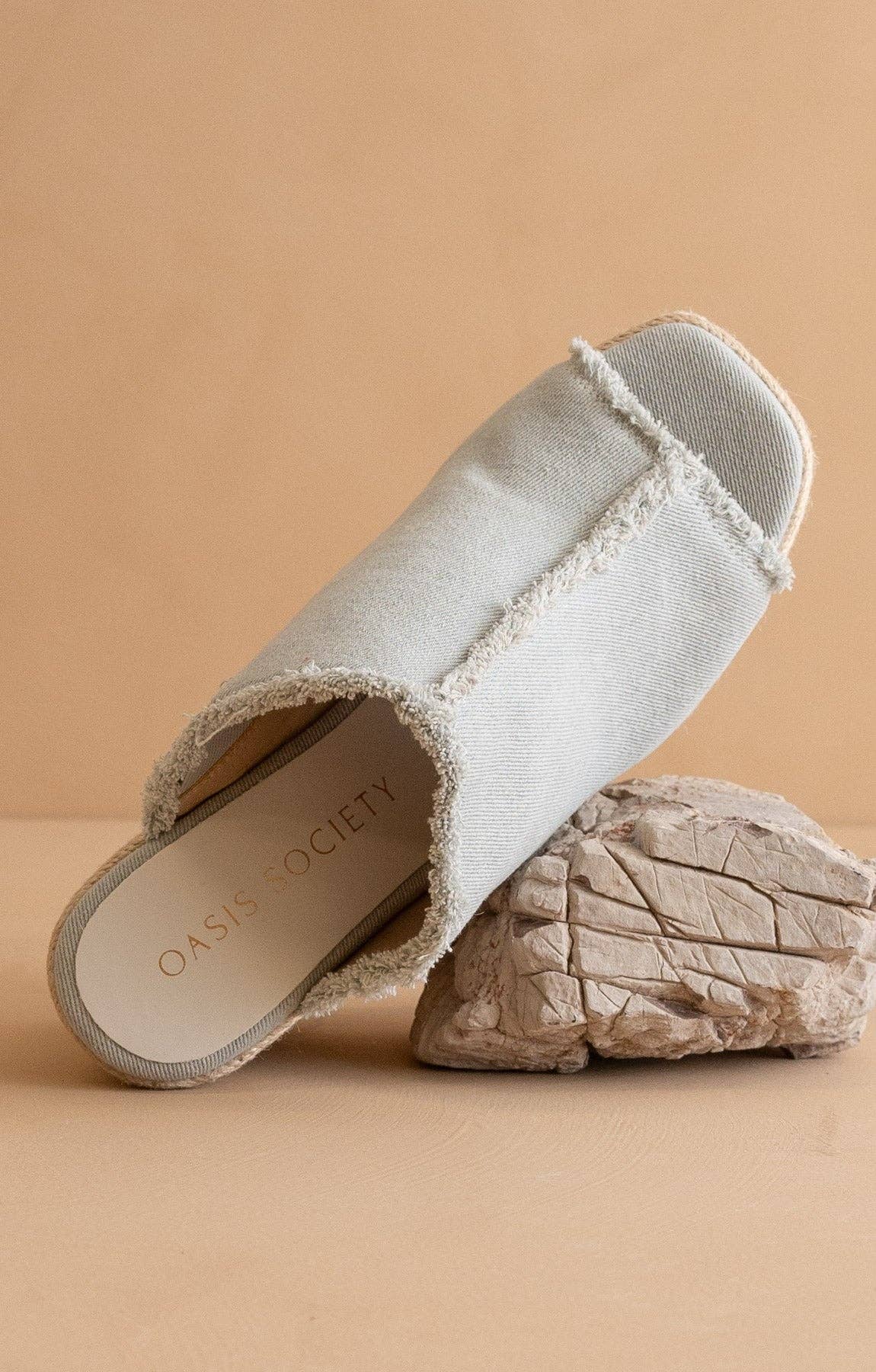 The Verona | Denim Frayed Denim Espadrille Wedge
