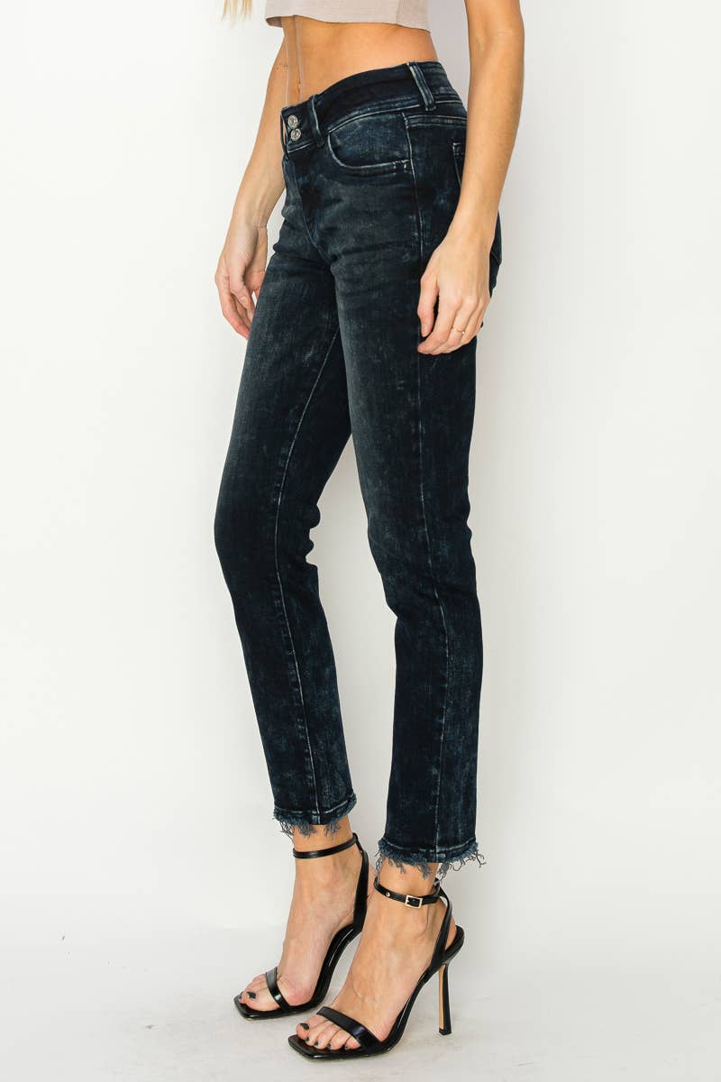MID RISE CIGARETTE JEANS : DARK