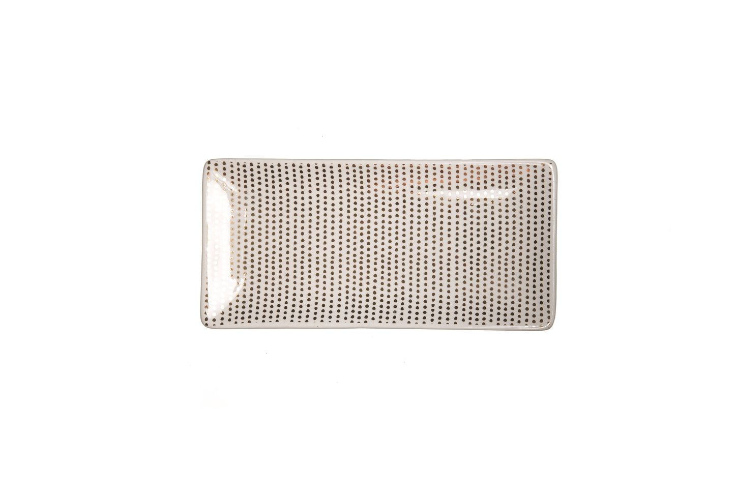 White Ceramic Trinket Tray with Gold Dots