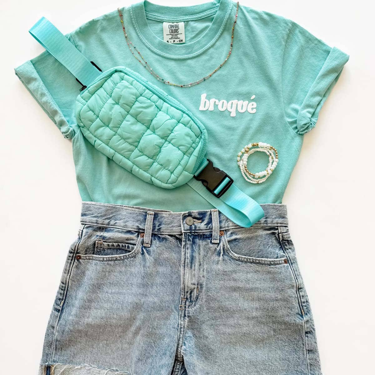 Broque (Fancy Broke) Graphic Tee, Graphic Tank, Summer Tee: Mint