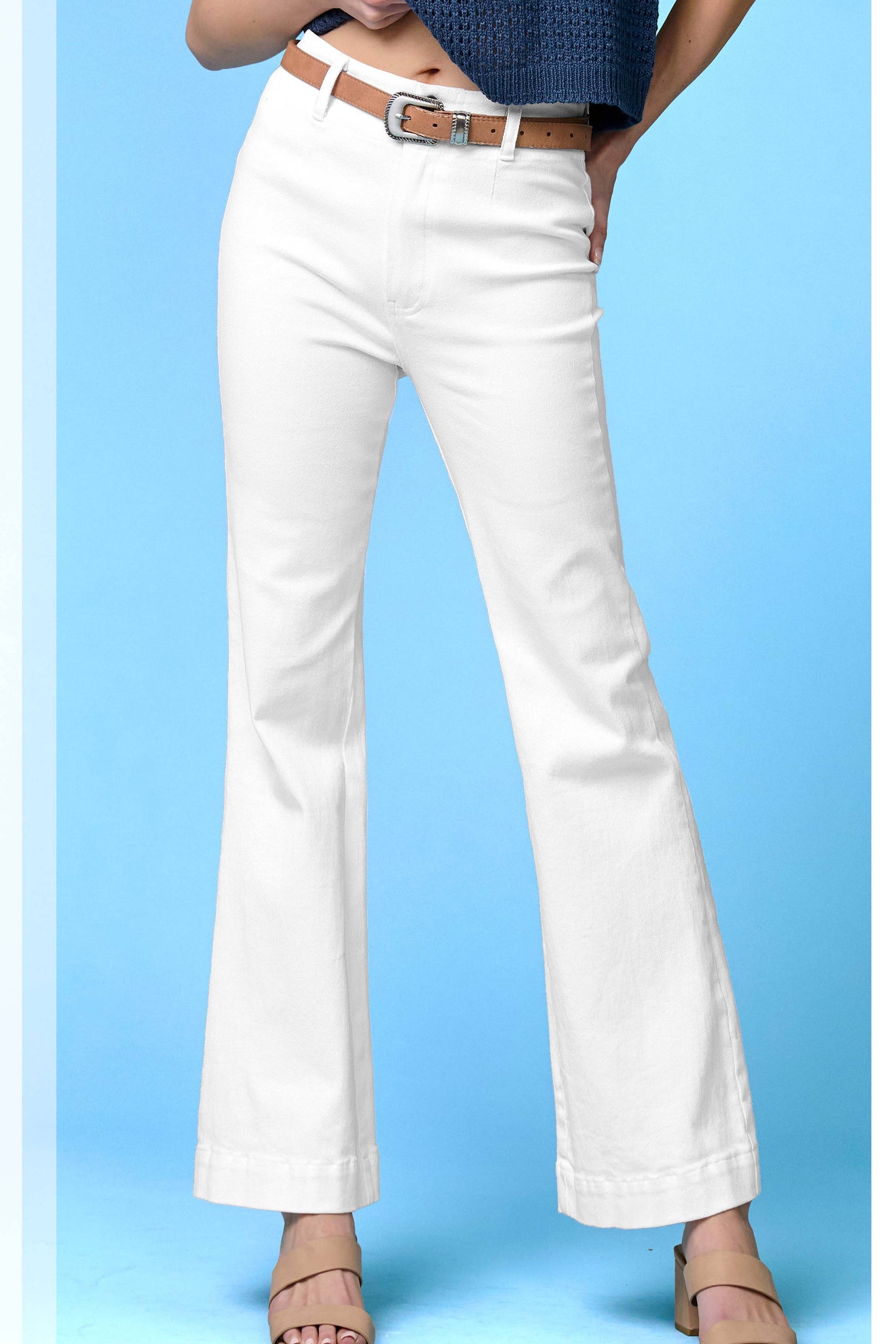 Stretchy High Waisted Wide Flare Pants