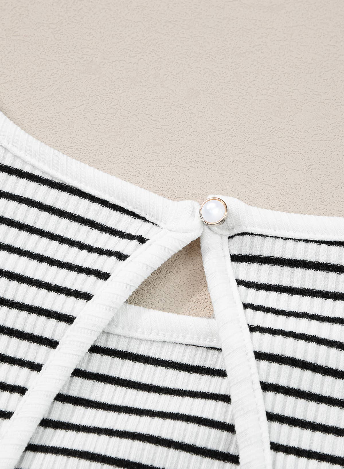 White Striped Print Ribbed Knit Tank Top