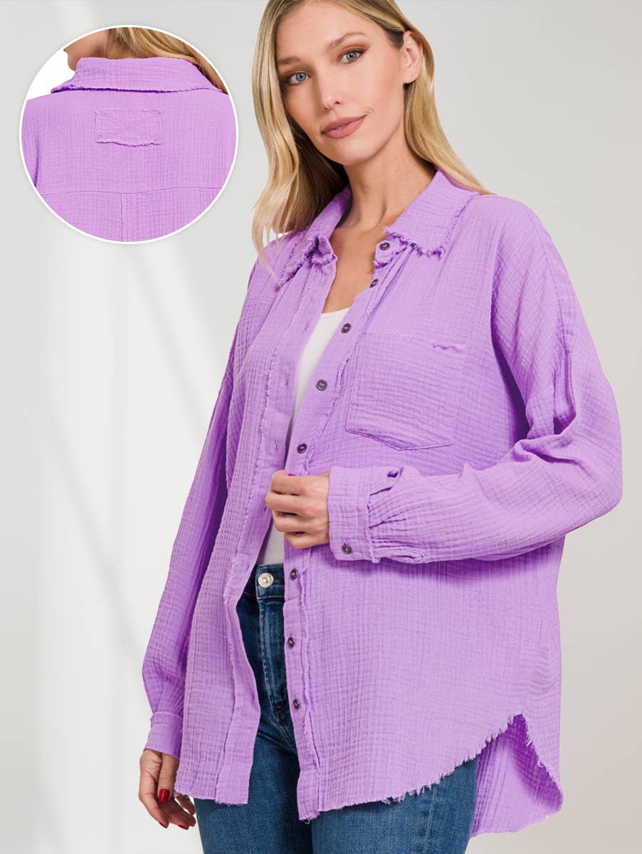 OVERSIZED RAW EDGE SHIRT