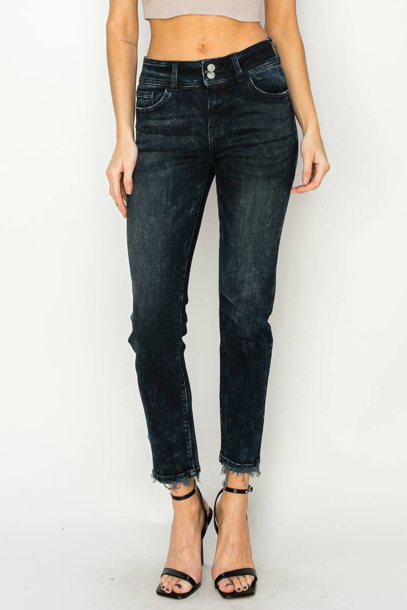 MID RISE CIGARETTE JEANS : DARK
