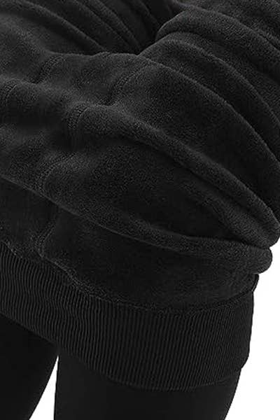 Solid color fleece lined High Waisted thermal legging pant: Gray