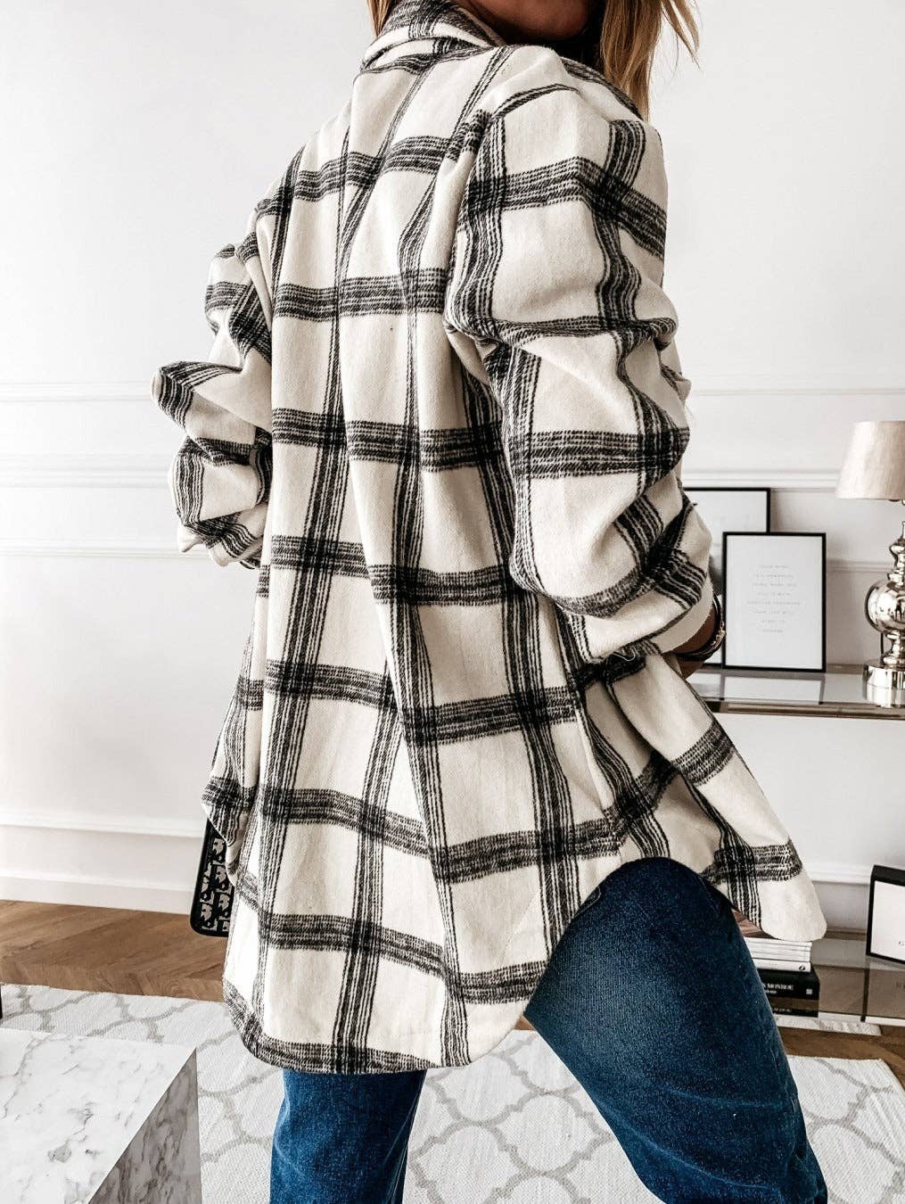 Plaid Wool Blend Shirt Jacket