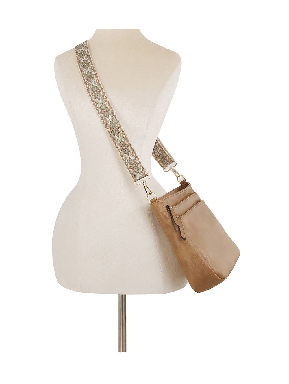 Two front zipper crossbody handbag