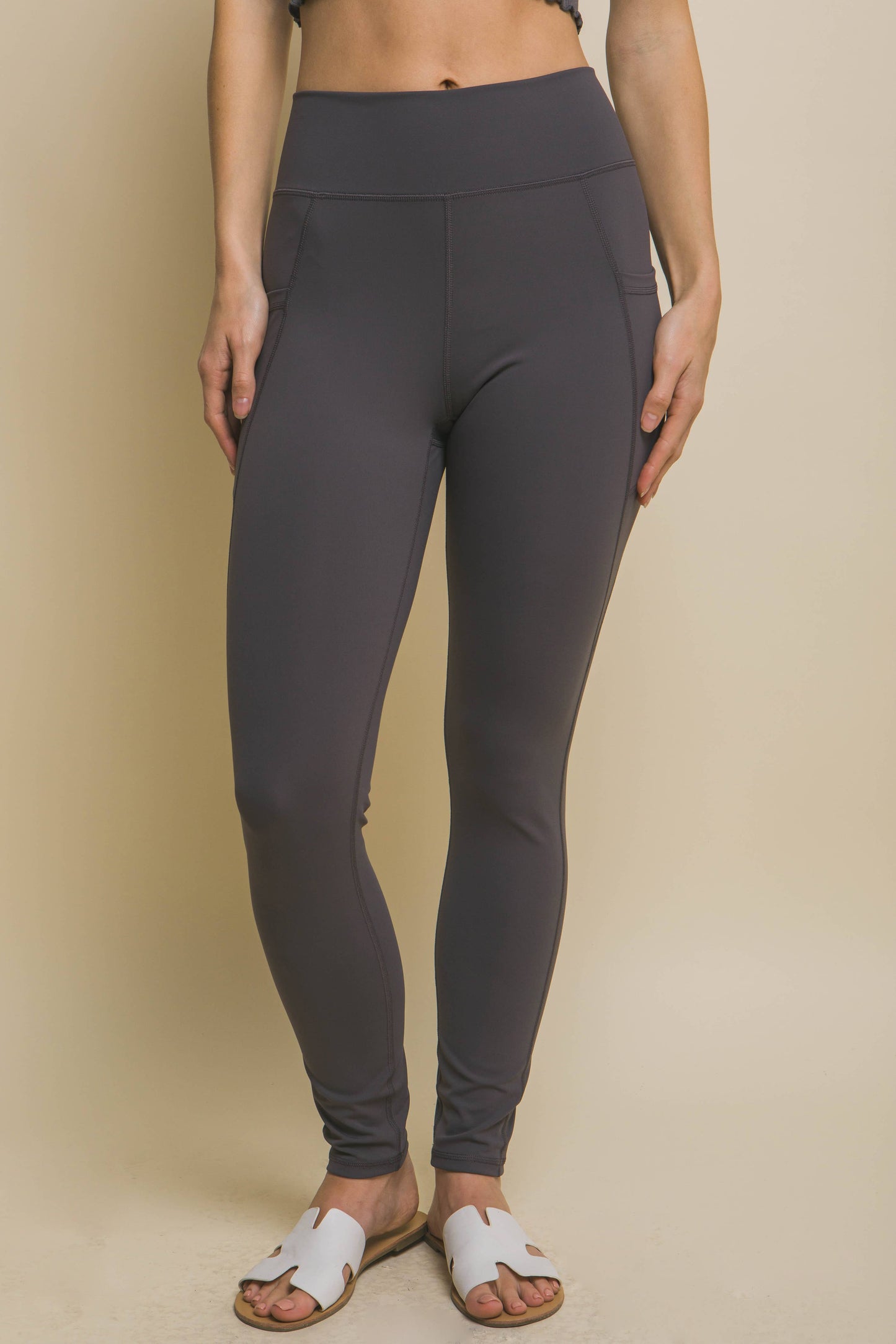 High Waisted Leggings w/ pockets: SLATE