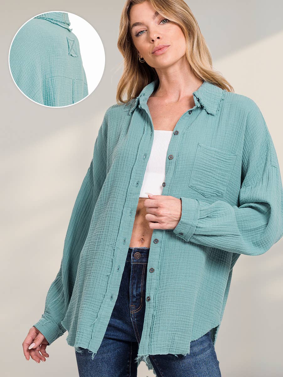 OVERSIZED RAW EDGE SHIRT
