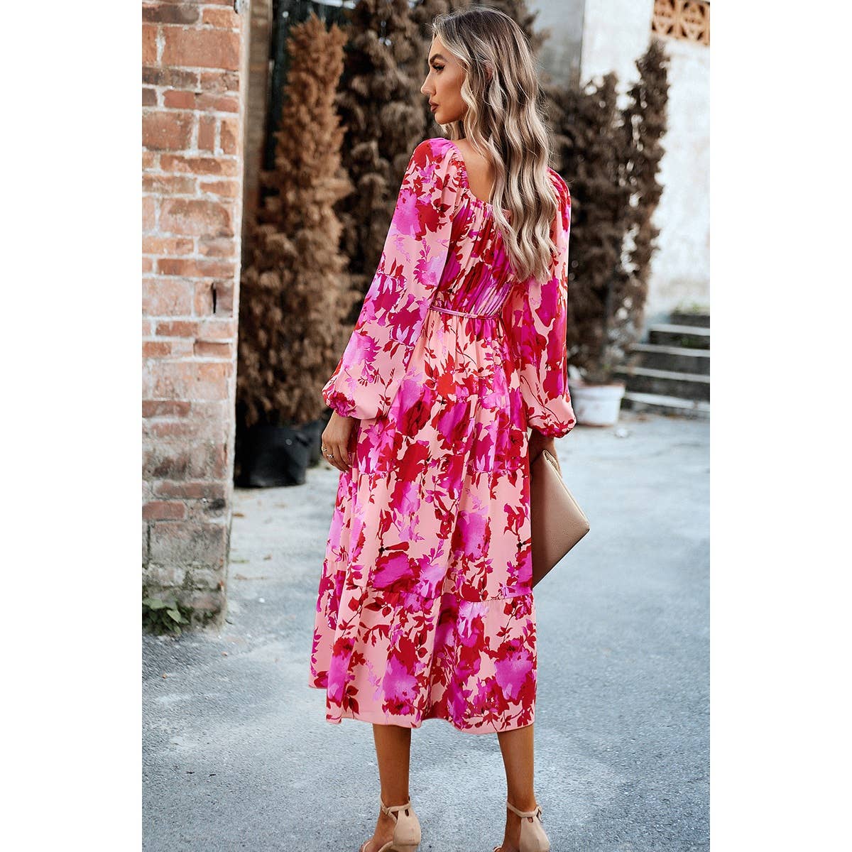Floral Square NeckDress