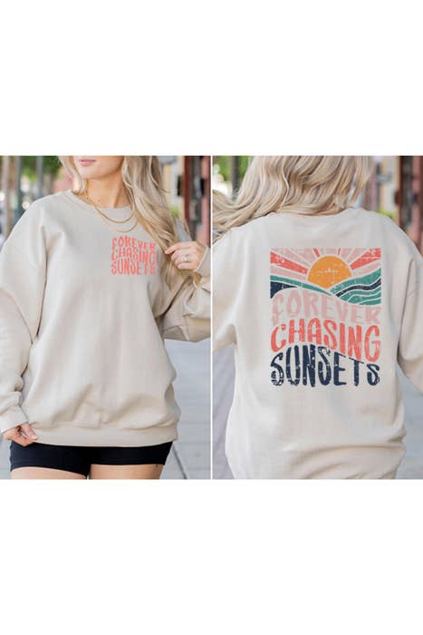 Chasing Sunsets Sweatshirt: Tan