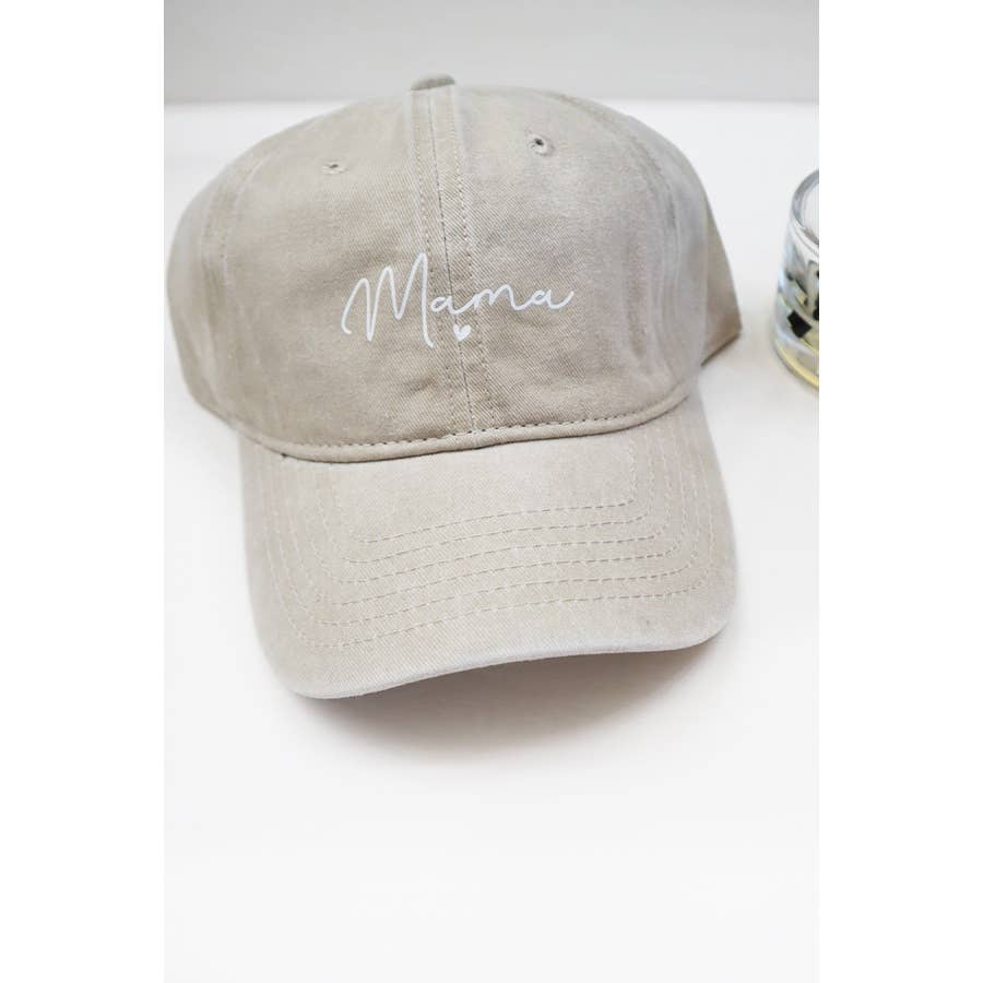 MAMA Printed Acid Washed Baseball Cap: SAND