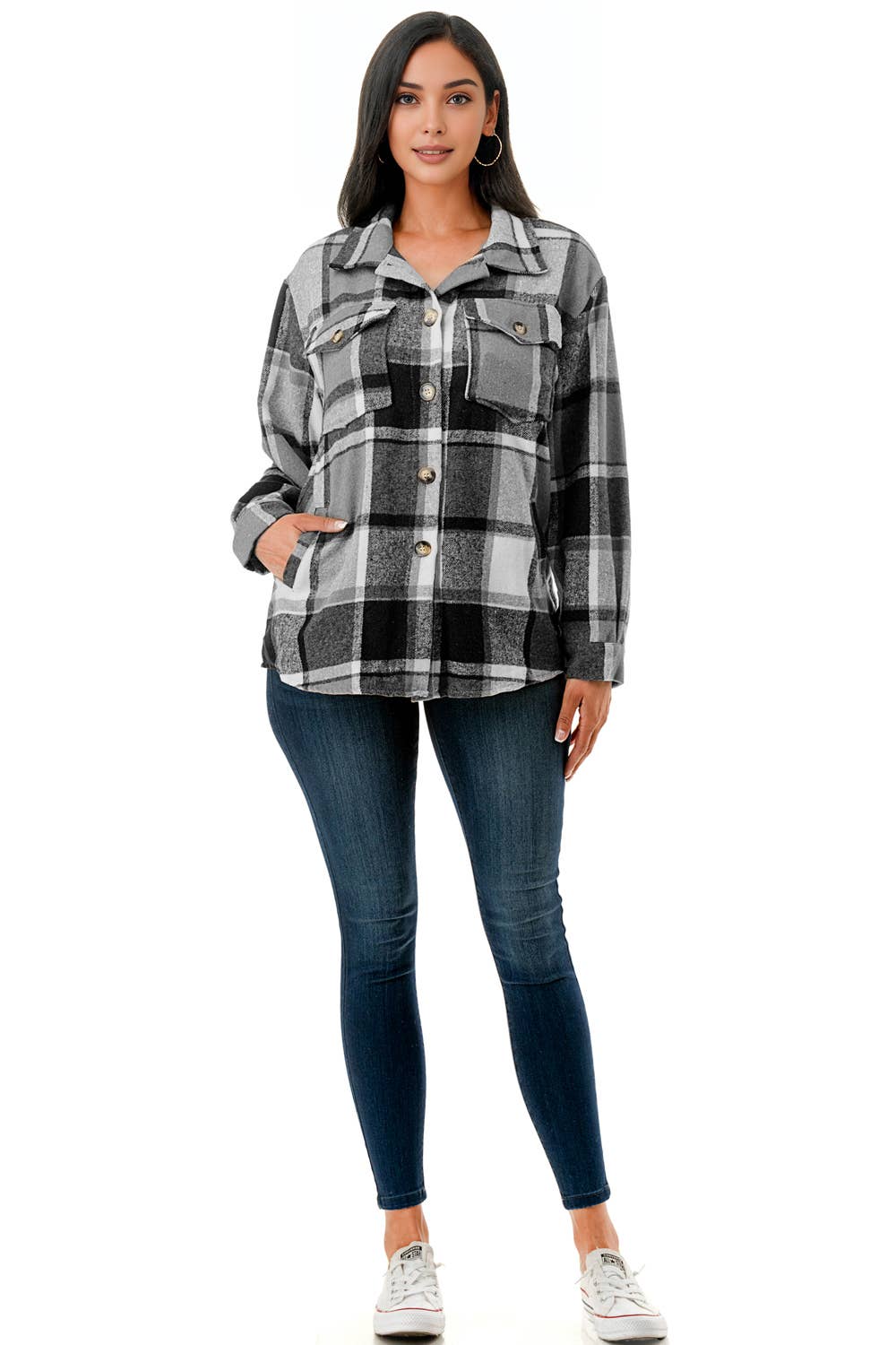 Black Oversized Flannel Shacket