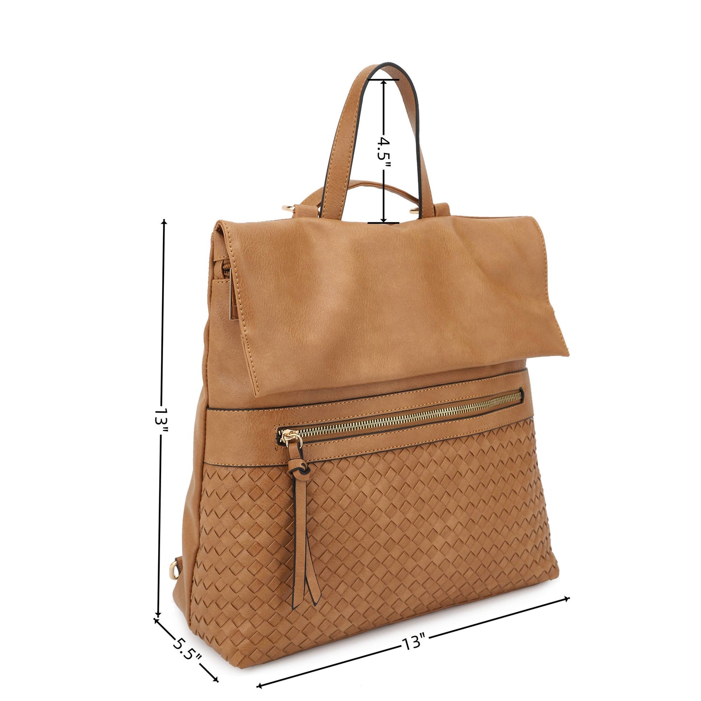 HELENA Woven Flap Backpack: Camel