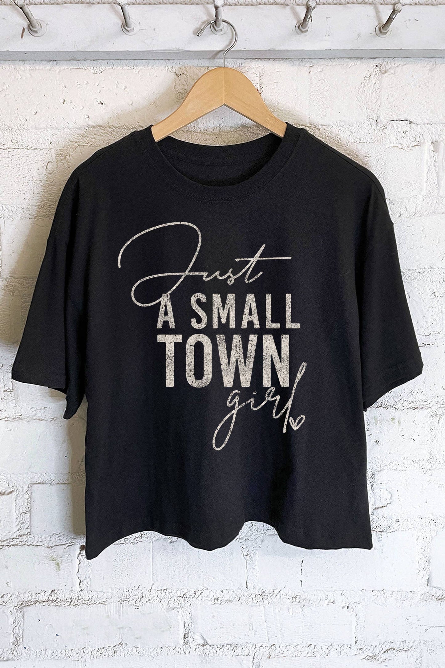 JUST A SMALL TOWN GIRL LONG CROP TOP: Black