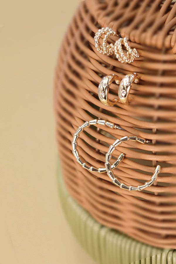 RHINESTONE MINI HOOP TRIO SET EARRINGS | 80E1427: GOLD