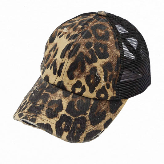 CC Multi Level Criss-Cross Pony Cap :Leopard
