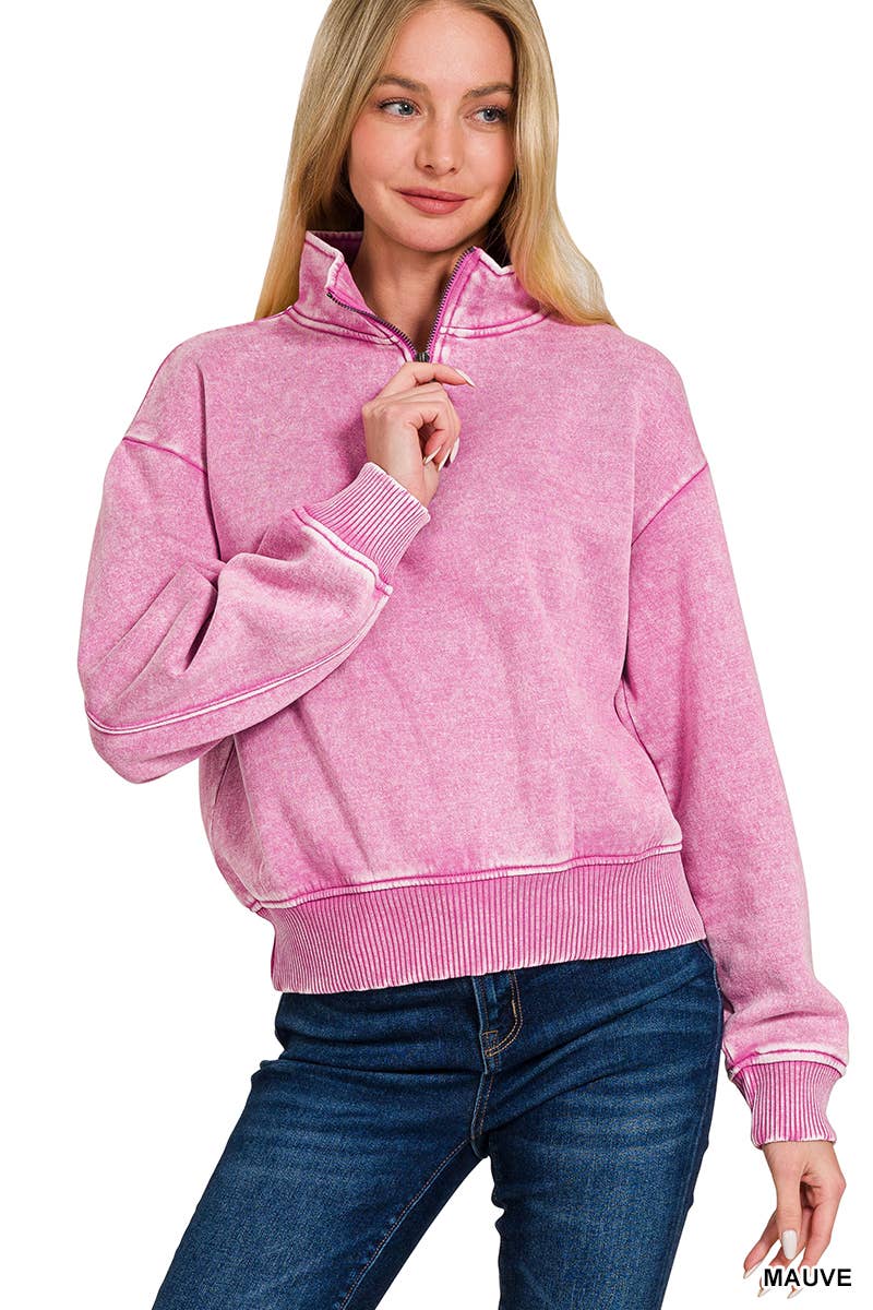 Washed Fleece Half Zip