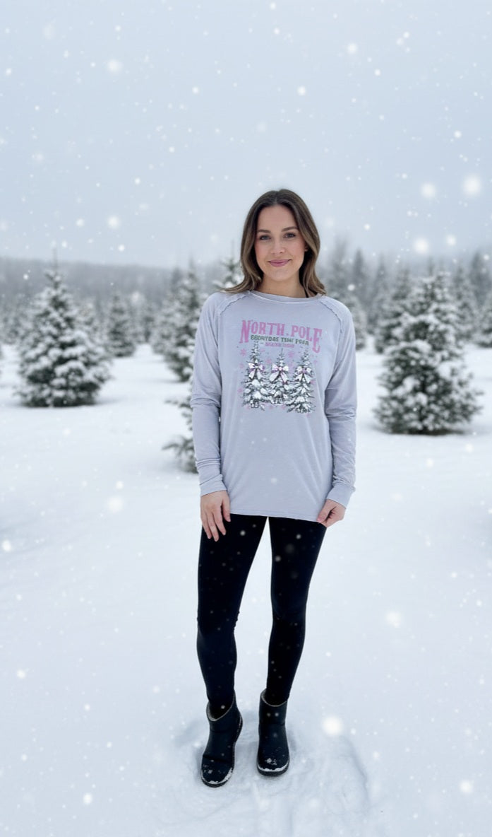 North Pole Christmas Tree Farm Raglan Top