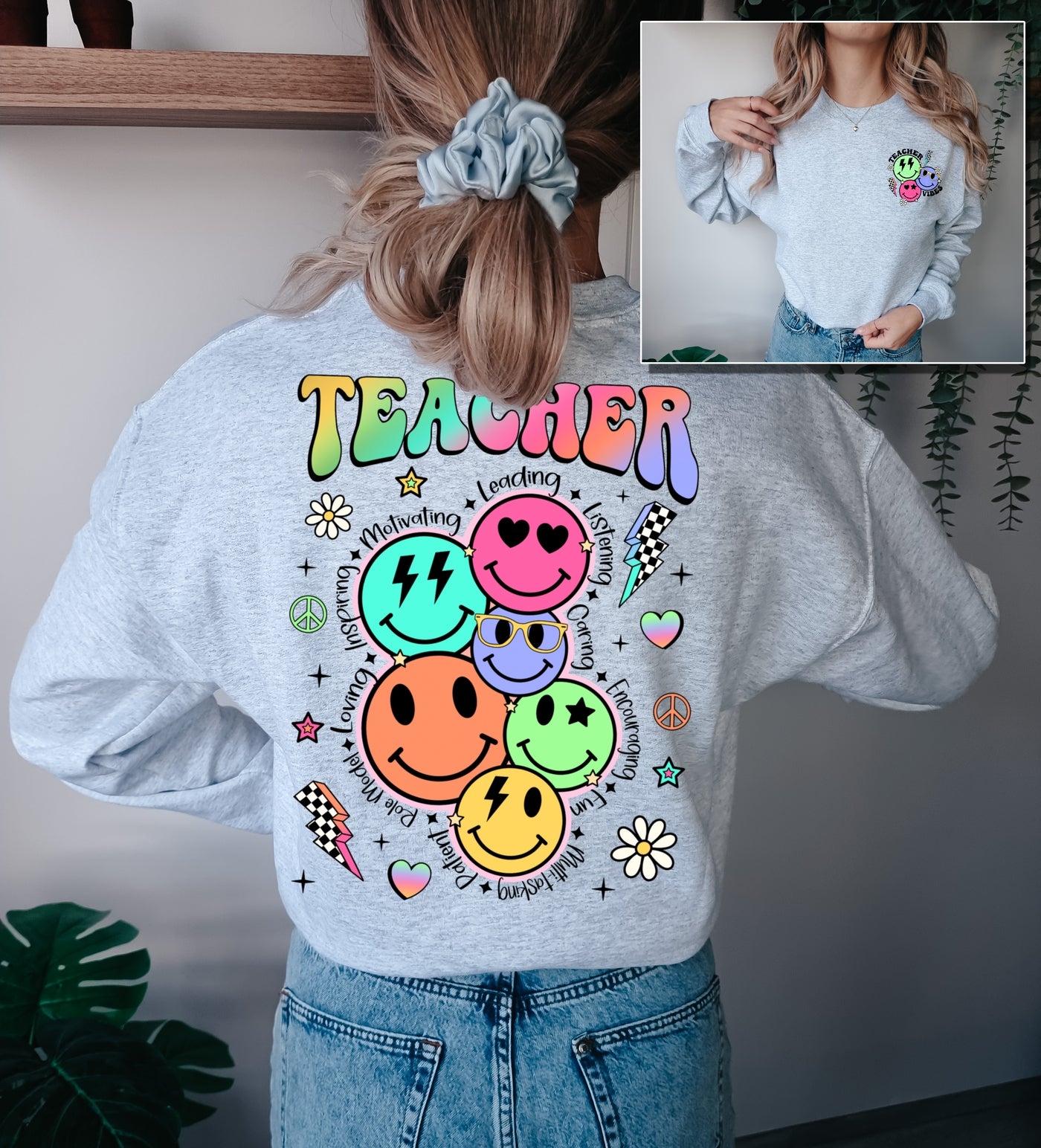 Teacher Acid Washed Sweatshirt