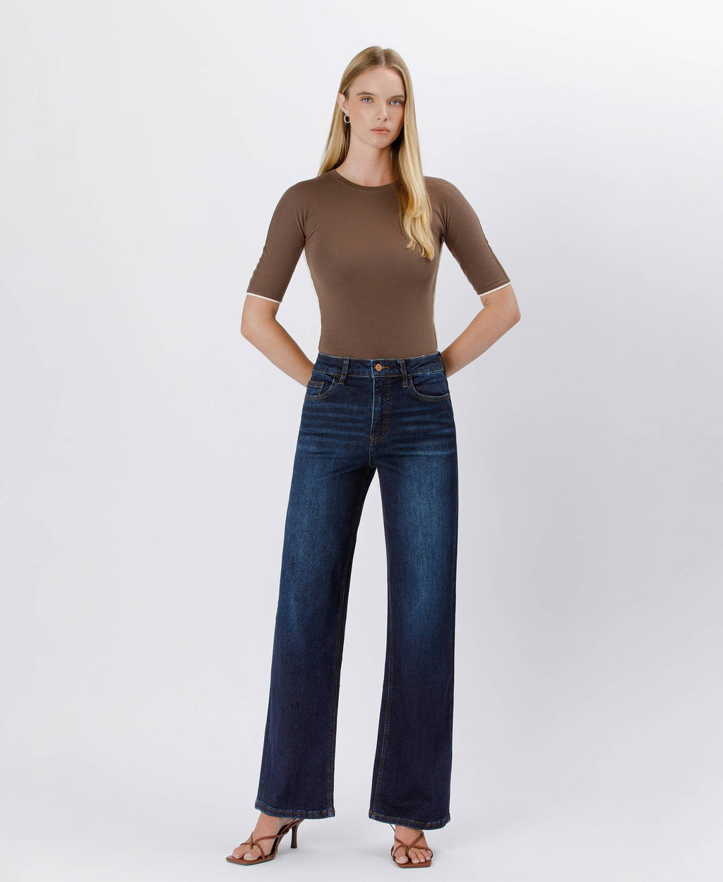 90'S VINTAGE SUPER HIGH RISE DARK WASH LOOSE JEANS