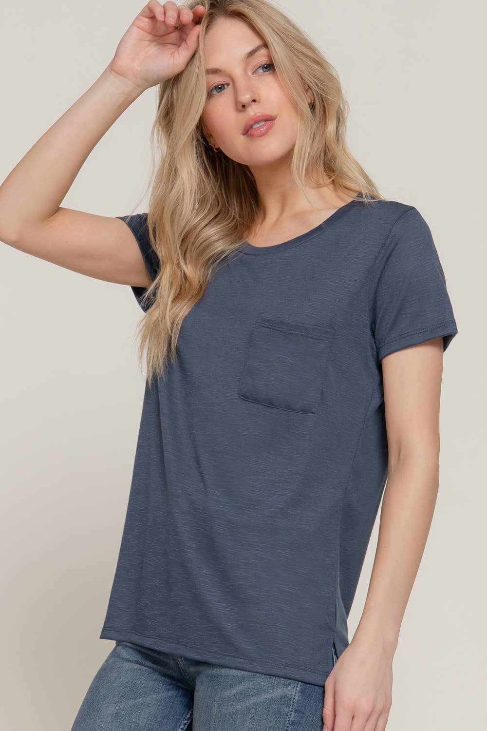Short Sleeve with Pocket Tee: navy