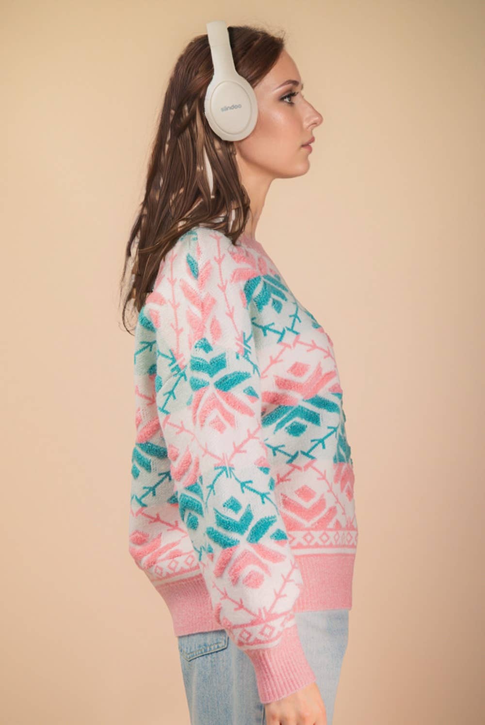 Printed Casual Knit Sweater Top